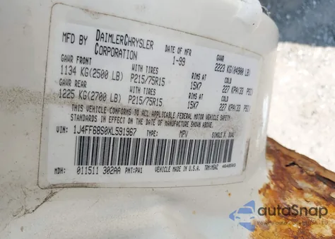 1999 Jeep Cherokee Sport/Classic z USA, uszkodzony, nr VIN 1J4FF68S5XL575487